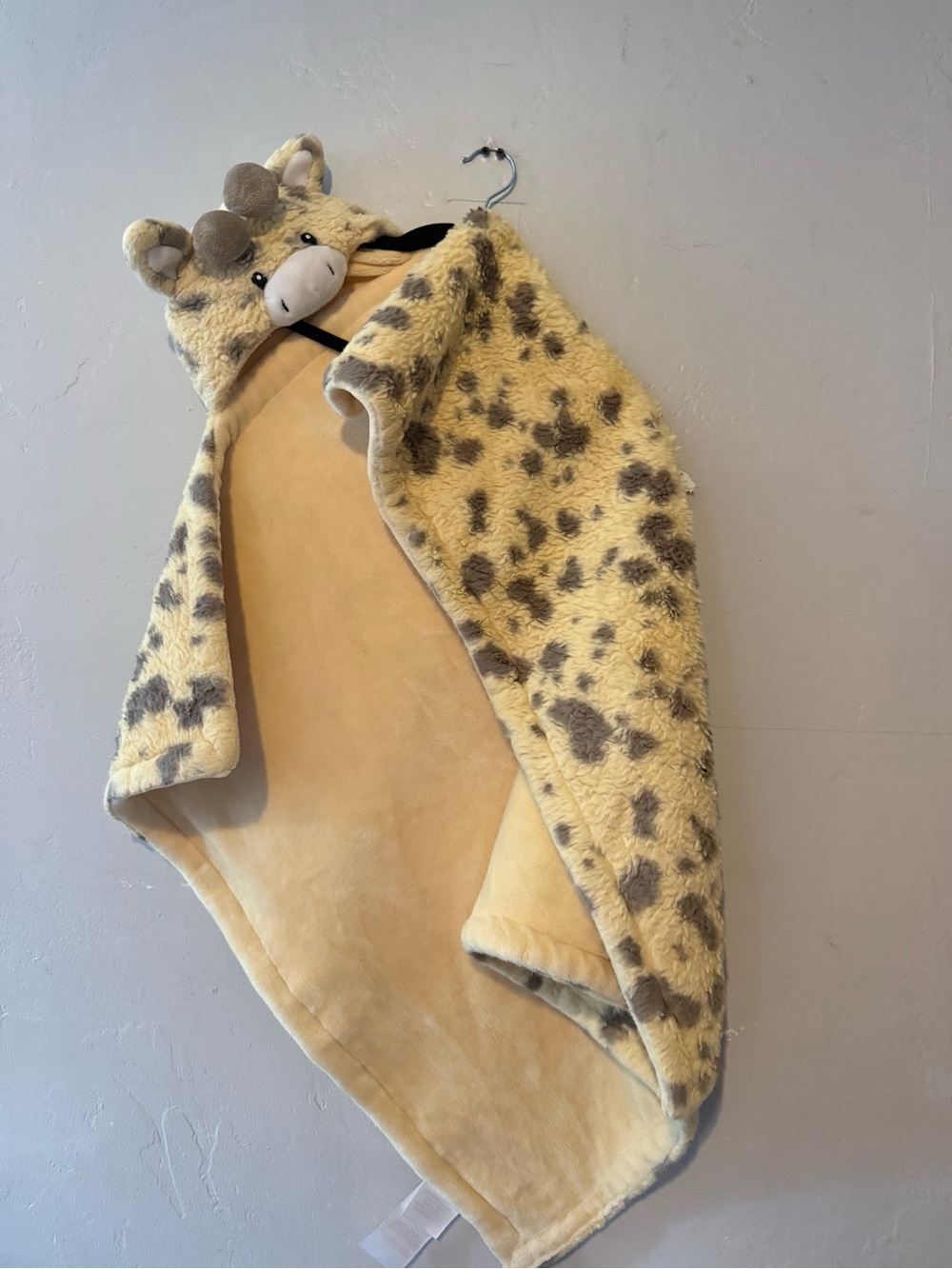 Little Miracles Plush Giraffe Hooded Blanket - Soft Tan & Gray Spot